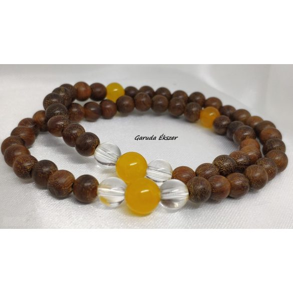 Sárga Jade , bambusz Karkötő japán Zen Mala 