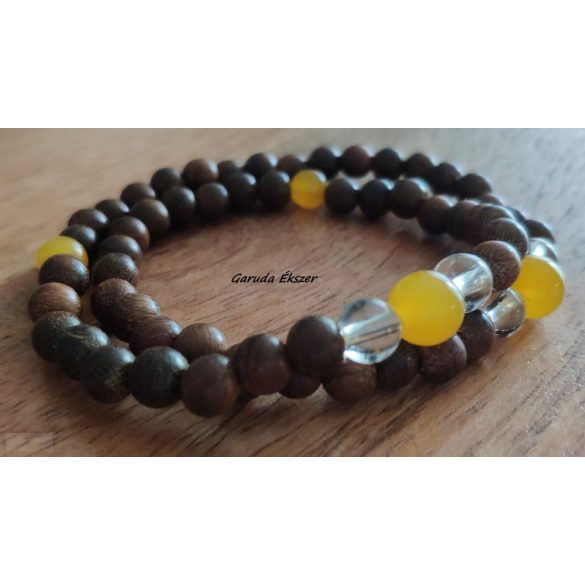 Sárga Jade , bambusz Karkötő japán Zen Mala 