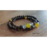 Sárga Jade , bambusz Karkötő japán Zen Mala 