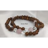 Rózsakvarc , bambusz Karkötő japán Zen Mala 