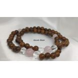 Rózsakvarc , bambusz Karkötő japán Zen Mala 