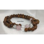 Rózsakvarc , bambusz Karkötő japán Zen Mala 