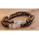 Rózsakvarc , bambusz Karkötő japán Zen Mala 