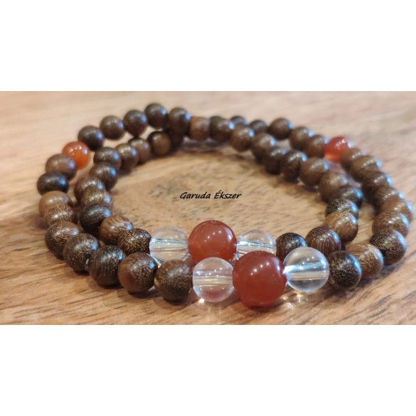 Karneol , bambusz Karkötő japán Zen Mala 