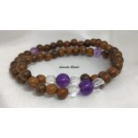 Ametiszt , bambusz Karkötő japán Zen Mala 