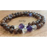 Ametiszt , bambusz Karkötő japán Zen Mala 