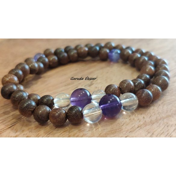 Ametiszt , bambusz Karkötő japán Zen Mala 