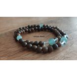 Aventurin , bambusz Karkötő japán Zen Mala 