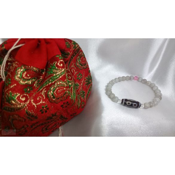 4 szemű dzi Pink turmalin quartzban karkötő Swarovski kristállyal