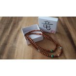 108 ZEN Mala - A Sárkány éve - karkötő Tibeti Jade gyöngy , Aventurin , Sárkányvér Jáspis, Karneol, Nemes szantálfa fa, arany aurakvarc kívánság gyönggyel, ásvány karkötő 