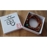 108 ZEN Mala - A Sárkány éve - karkötő Tibeti Jade gyöngy , Aventurin , Sárkányvér Jáspis, Karneol, Nemes szantálfa fa, arany aurakvarc kívánság gyönggyel, ásvány karkötő 