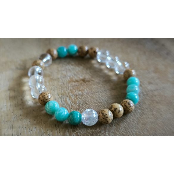 Lótusz lélekemelő ásványkarkötő – Amazonit
