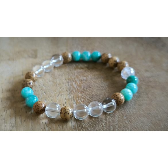 Lótusz lélekemelő ásványkarkötő – Amazonit