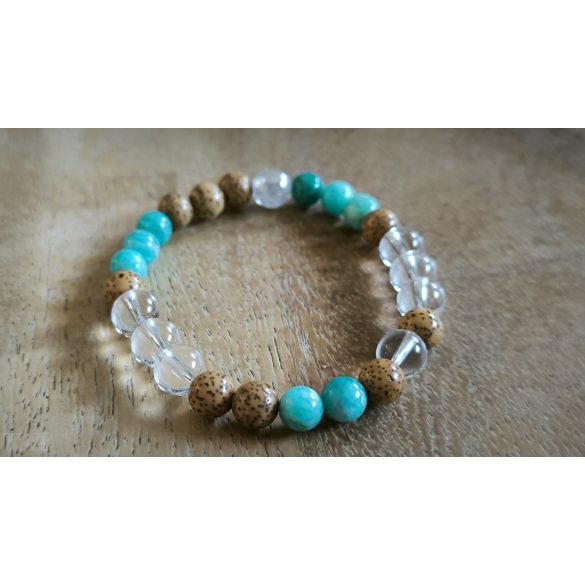Lótusz lélekemelő ásványkarkötő – Amazonit