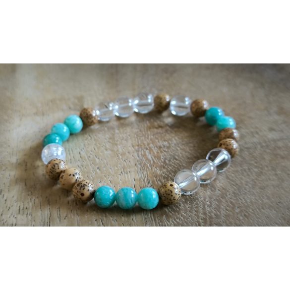 Lótusz lélekemelő ásványkarkötő – Amazonit