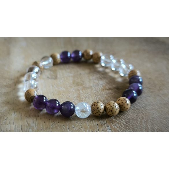 Lótusz lélekemelő ásványkarkötő – Ametiszt