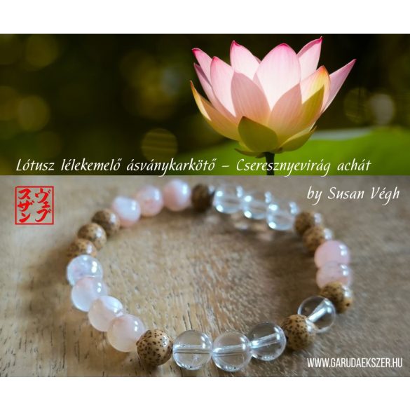 Lótusz lélekemelő ásványkarkötő – Cseresznyevirág achát