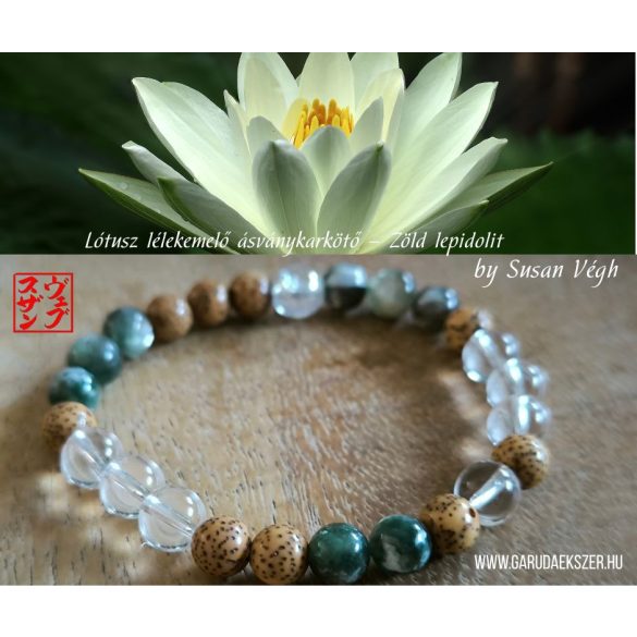Lótusz lélekemelő ásványkarkötő – Zöld lepidolit