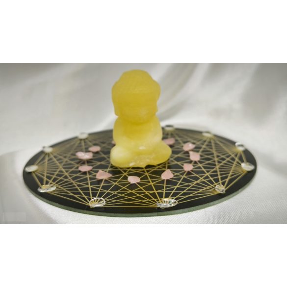 Garuda Tesseract Skaláris Gyermekek védelme kívánság teljesítő kristályrács Sárga kalcit gyerek Buddha középponttal.