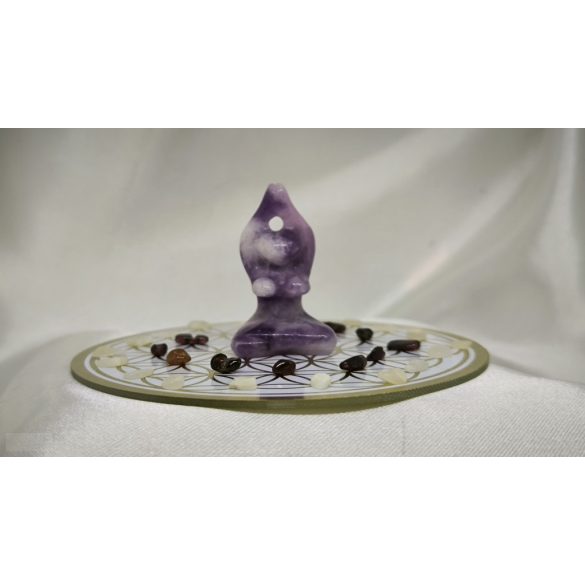 Garuda Élet Virága Skaláris Gyermekáldás – Nőiesség- Termékenység kívánság teljesítő kristályrács Lepidolit Istennő csúccsal.