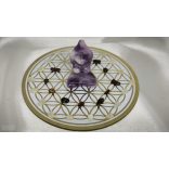 Garuda Élet Virága Skaláris Gyermekáldás – Nőiesség- Termékenység kívánság teljesítő kristályrács Lepidolit Istennő csúccsal.