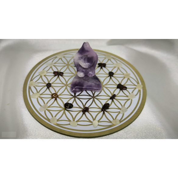 Garuda Élet Virága Skaláris Gyermekáldás – Nőiesség- Termékenység kívánság teljesítő kristályrács Lepidolit Istennő csúccsal.