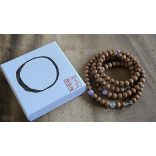 108 ZEN Mala – 2025 a kígyó éve - karkötő Lepidolit , hegyikristály Nemes szantál fa, angyal aurakvarc kívánság gyönggyel