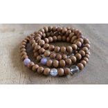 108 ZEN Mala – 2025 a kígyó éve - karkötő Lepidolit , hegyikristály Nemes szantál fa, angyal aurakvarc kívánság gyönggyel