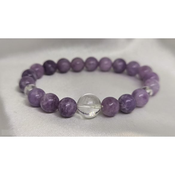 2025 kristálya Tiszta Kristály  Lepidolit Ásvány Karkötő   BÉKE,NYUGALOM, EGYENSÚLY