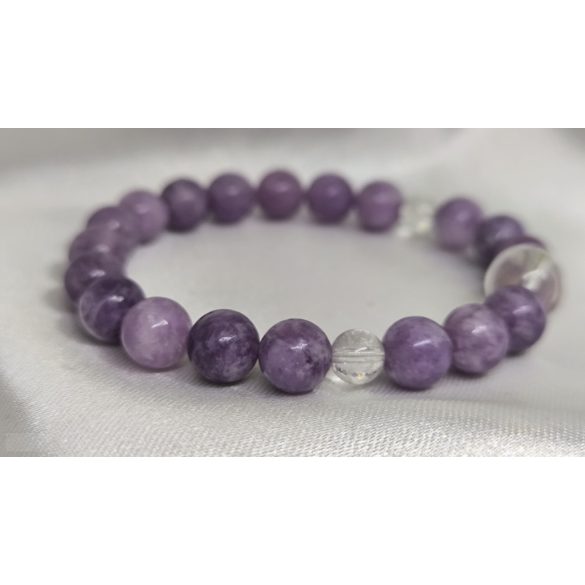 2025 kristálya Tiszta Kristály  Lepidolit Ásvány Karkötő   BÉKE,NYUGALOM, EGYENSÚLY