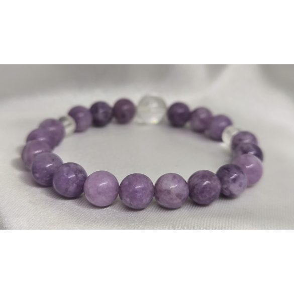 2025 kristálya Tiszta Kristály  Lepidolit Ásvány Karkötő   BÉKE,NYUGALOM, EGYENSÚLY