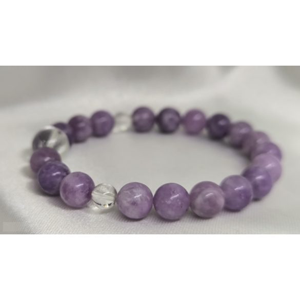 2025 kristálya Tiszta Kristály  Lepidolit Ásvány Karkötő   BÉKE,NYUGALOM, EGYENSÚLY