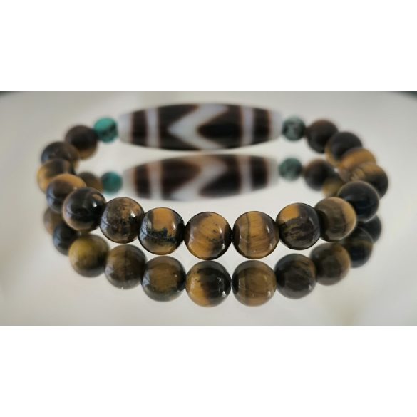 DZI Tigrisfog & Tigrisszem unisex karkötő – a valódi erő, siker és védelem szimbóluma