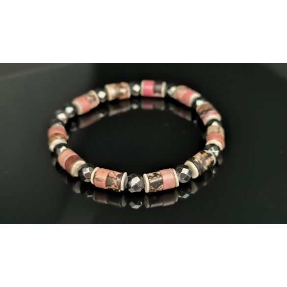Monolith - Rodonit & Hematit férfi ásvány Karkötő – A Szív és az Erő egyensúlya 
