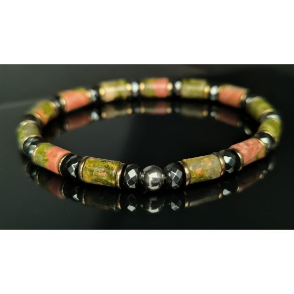 Monolith - Unakit & Hematit férfi ásvány karkötő  - Az Egyensúly 