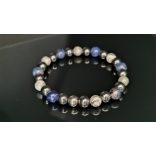 Monolith - Szodalit & Ezüstlevél Jáspis & Hematit férfi ásvány karkötő  - az Erő és Intuició  