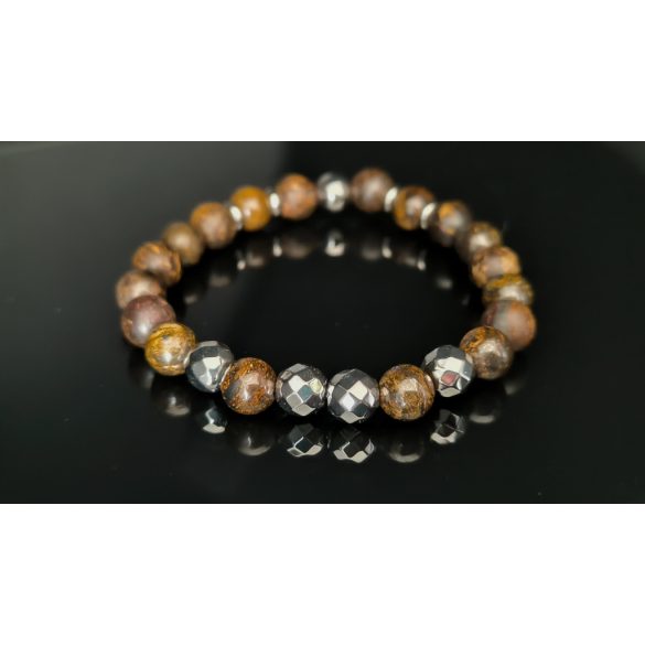 Monolith - Bronzit & Hematit férfi ásvány karkötő   – Védelem és Harmónia