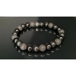 Monolith - Turmalin & Ónix & Lávakő férfi ásvány karkötő    – A 3 Fekete Kő Védelem 