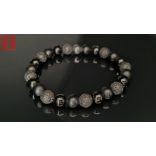 Monolith - Turmalin & Ónix & Lávakő férfi ásvány karkötő    – A 3 Fekete Kő Védelem 