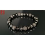 Monolith - Turmalin & Ónix & Lávakő férfi ásvány karkötő    – A 3 Fekete Kő Védelem 