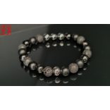 Monolith - Turmalin & Ónix & Lávakő & Hematit férfi ásvány karkötő    – A 3 Fekete Kő + - Védelem 