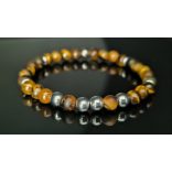 Monolith - Tigrisszem & Hematit férfi ásvány karkötő  - A Tigris ereje 