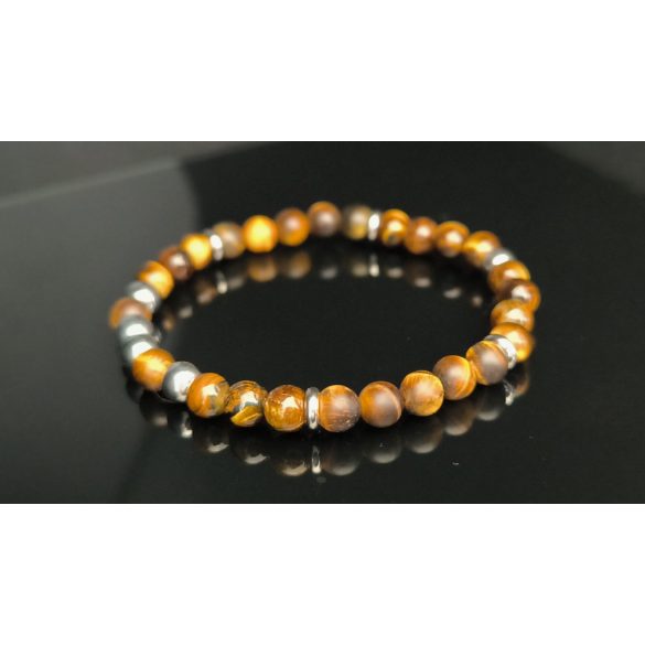 Monolith - Tigrisszem & Hematit férfi ásvány karkötő  - A Tigris ereje 