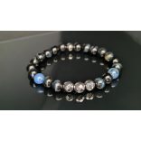 Monolith - Kék Tigrisszem & Dumortierit & Hematit férfi ásvány karkötő - KÉK AURA 