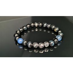   Monolith - Kék Tigrisszem & Dumortierit & Hematit férfi ásvány karkötő - KÉK AURA 
