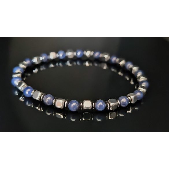 Monolith - Szódalit & Hematit férfi ásvány karkötő  - KÉK KÖZÉPPONT 