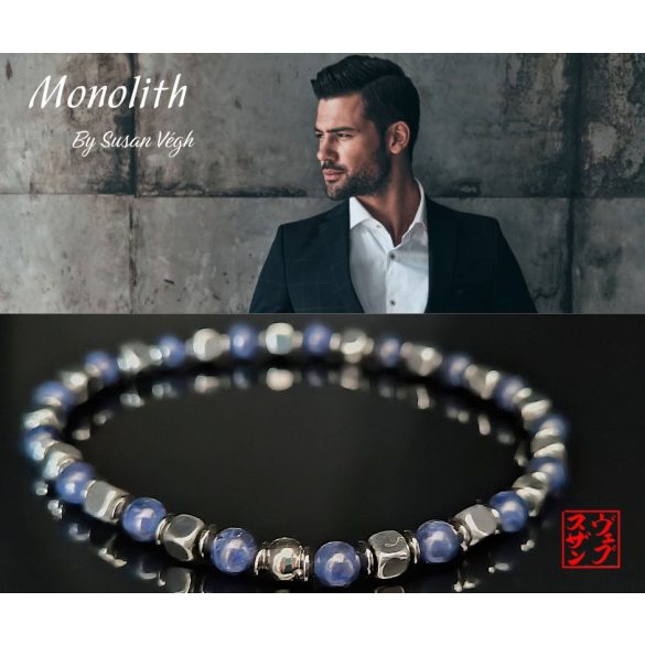 Monolith - Szódalit & Hematit férfi ásvány karkötő  - KÉK KÖZÉPPONT 