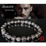 Monolith - Larvikit & Hematit férfi ásvány karkötő  , Az Észak Fénye 