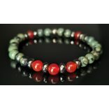 Monolith - Kambaba jáspis & Karneol & Hematit férfi  ásvány karkötő  Erő és Egyensúly 