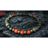 Monolith - Kambaba jáspis & Karneol & Hematit férfi  ásvány karkötő  Erő és Egyensúly 